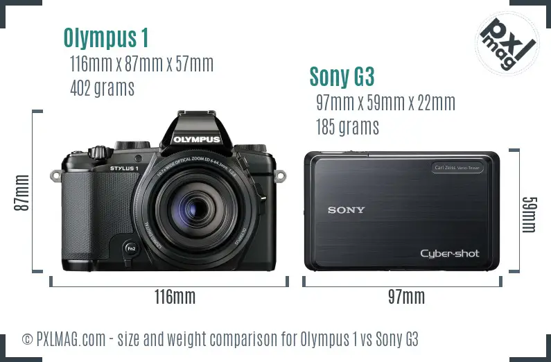 Olympus 1 vs Sony G3 size comparison