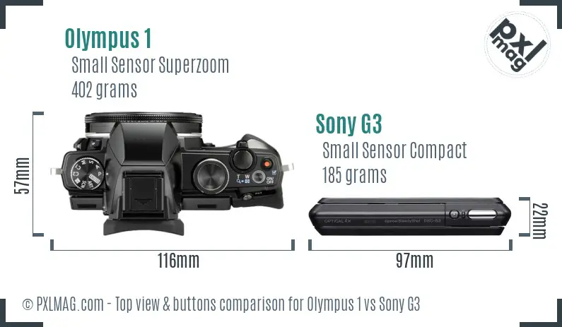 Olympus 1 vs Sony G3 top view buttons comparison