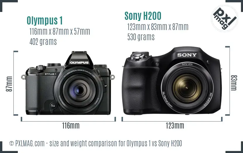 Olympus 1 vs Sony H200 size comparison