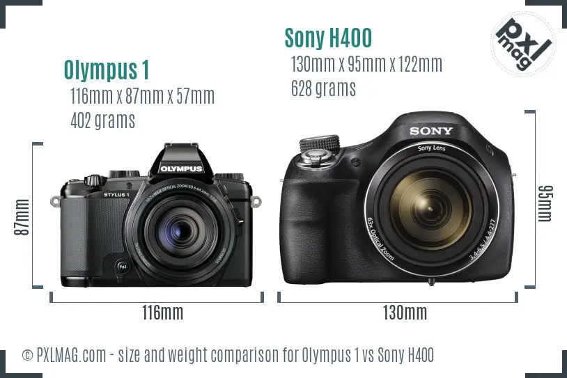 Olympus 1 vs Sony H400 size comparison