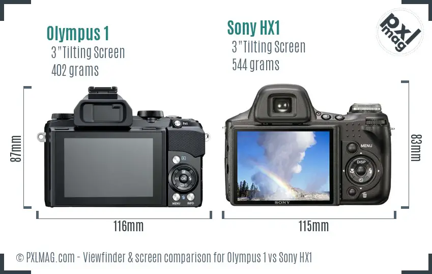 Olympus 1 vs Sony HX1 Screen and Viewfinder comparison