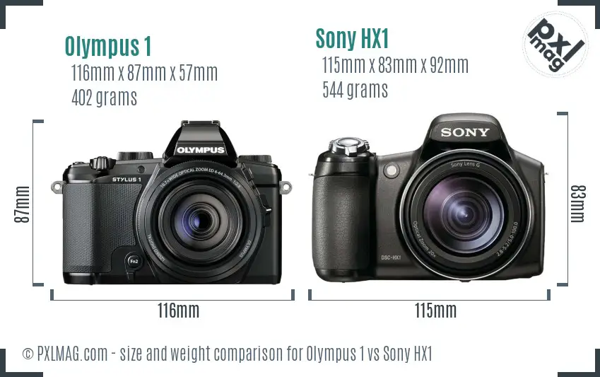 Olympus 1 vs Sony HX1 size comparison
