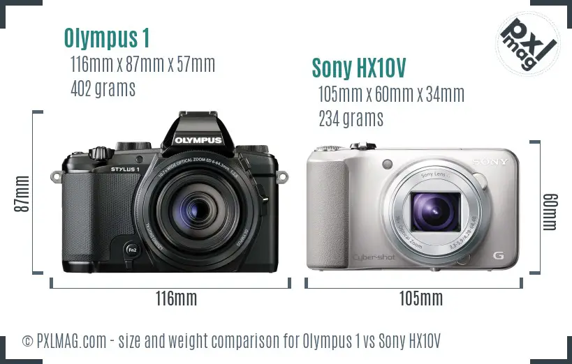 Olympus 1 vs Sony HX10V size comparison