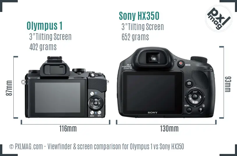 Olympus 1 vs Sony HX350 Screen and Viewfinder comparison