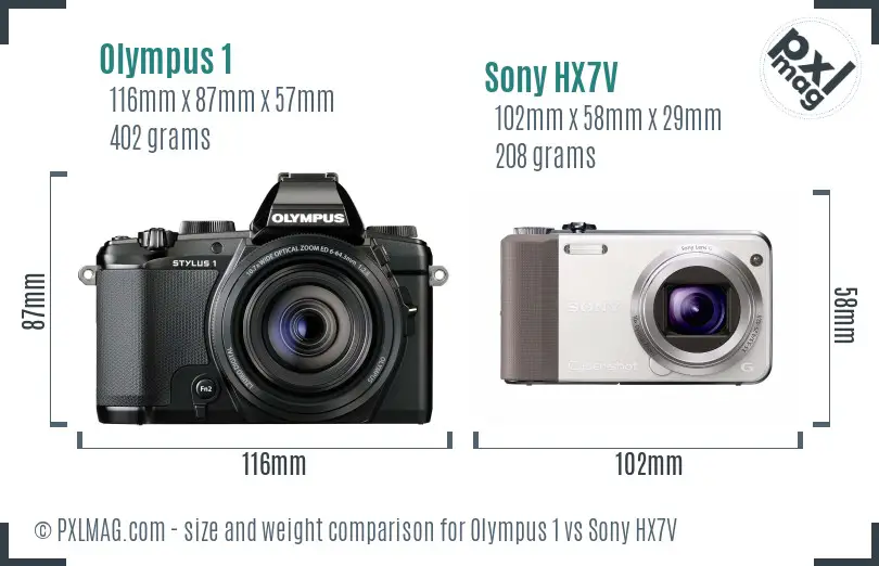 Olympus 1 vs Sony HX7V size comparison