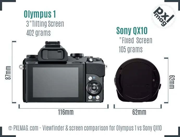 Olympus 1 vs Sony QX10 Screen and Viewfinder comparison