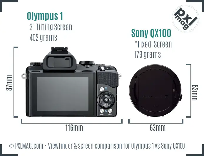 Olympus 1 vs Sony QX100 Screen and Viewfinder comparison