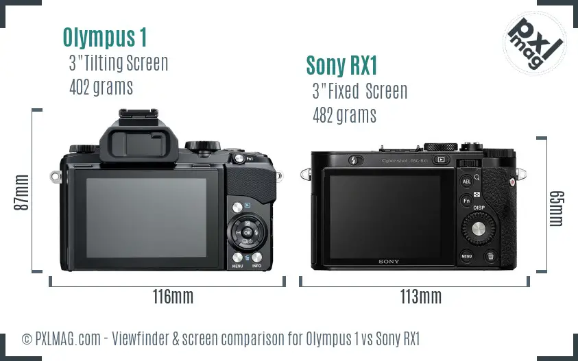 Olympus 1 vs Sony RX1 Screen and Viewfinder comparison