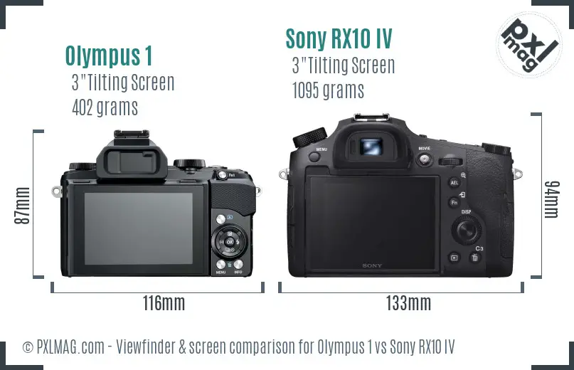 Olympus 1 vs Sony RX10 IV Screen and Viewfinder comparison