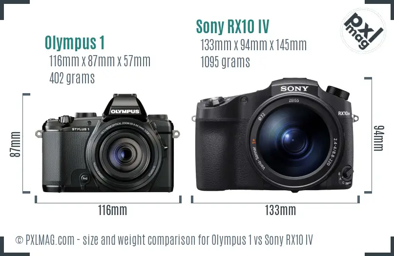 Olympus 1 vs Sony RX10 IV size comparison