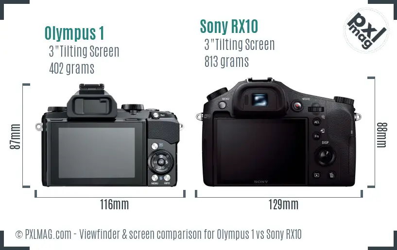 Olympus 1 vs Sony RX10 Screen and Viewfinder comparison