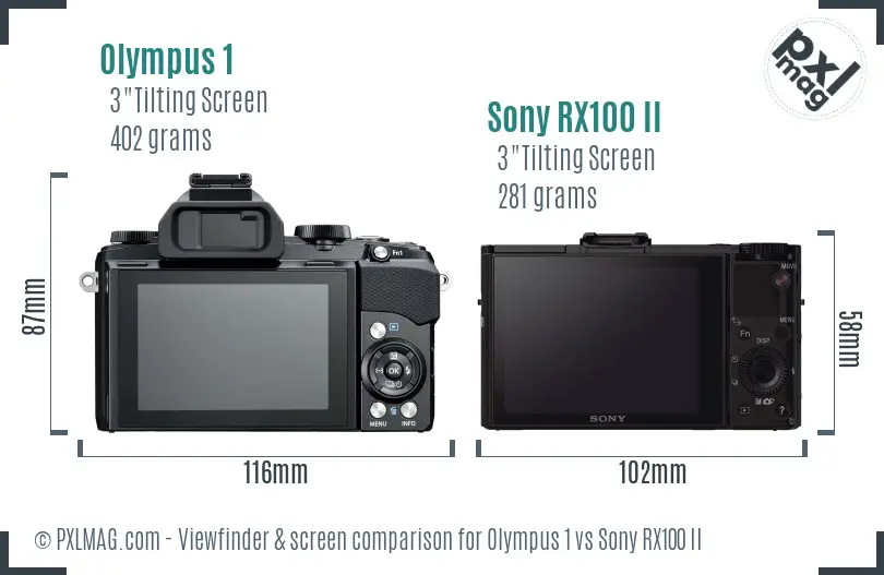 Olympus 1 vs Sony RX100 II Screen and Viewfinder comparison