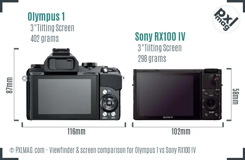 Olympus 1 vs Sony RX100 IV Screen and Viewfinder comparison
