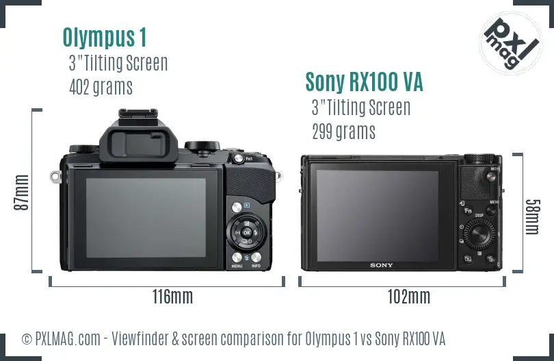 Olympus 1 vs Sony RX100 VA Screen and Viewfinder comparison