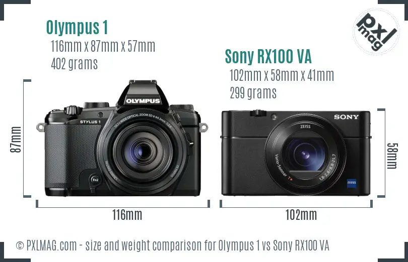 Olympus 1 vs Sony RX100 VA size comparison