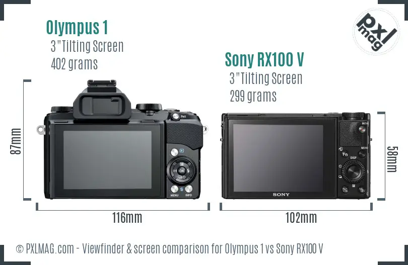 Olympus 1 vs Sony RX100 V Screen and Viewfinder comparison
