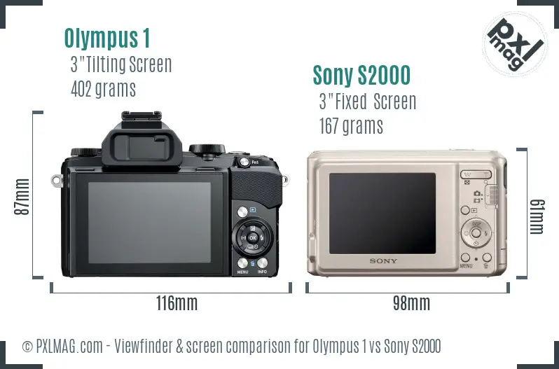 Olympus 1 vs Sony S2000 Screen and Viewfinder comparison