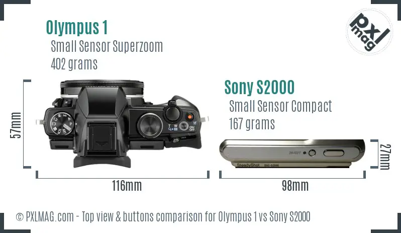 Olympus 1 vs Sony S2000 top view buttons comparison