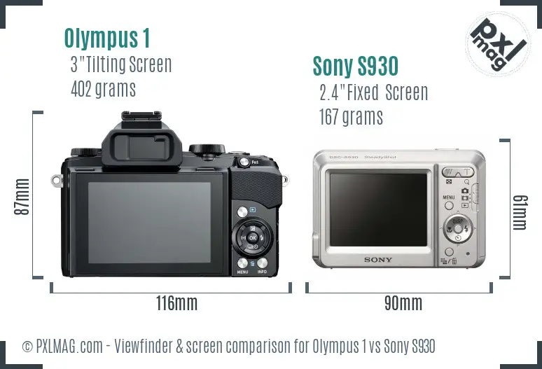 Olympus 1 vs Sony S930 Screen and Viewfinder comparison