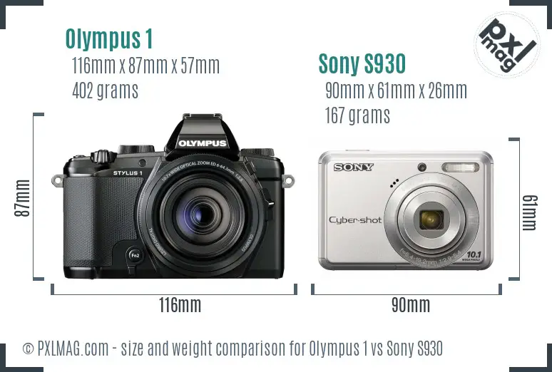 Olympus 1 vs Sony S930 size comparison