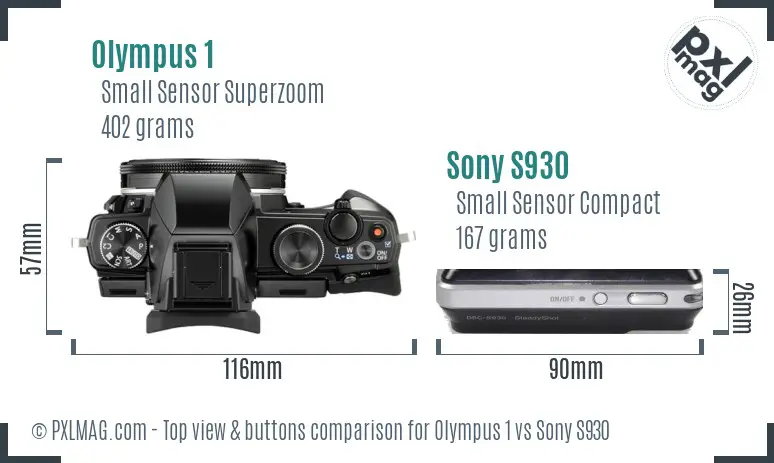 Olympus 1 vs Sony S930 top view buttons comparison