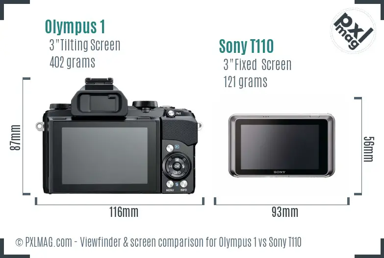 Olympus 1 vs Sony T110 Screen and Viewfinder comparison Olympus 1 vs Sony T110 Screen and Viewfinder comparison
