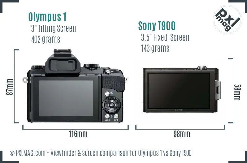 Olympus 1 vs Sony T900 Screen and Viewfinder comparison