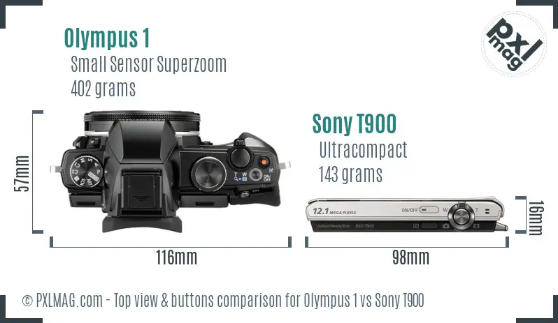 Olympus 1 vs Sony T900 top view buttons comparison