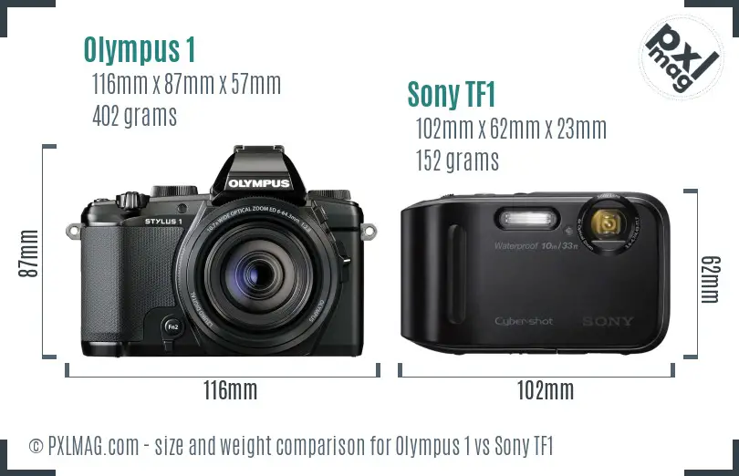 Olympus 1 vs Sony TF1 size comparison