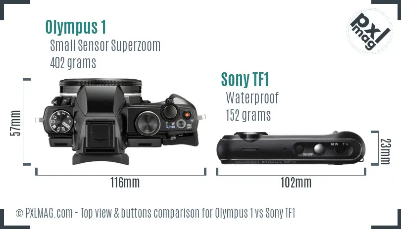 Olympus 1 vs Sony TF1 top view buttons comparison