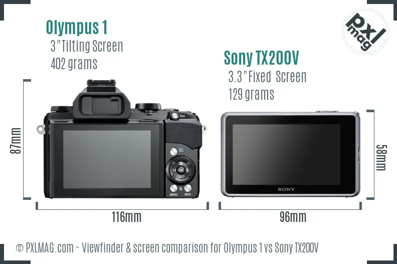 Olympus 1 vs Sony TX200V Screen and Viewfinder comparison Olympus 1 vs Sony TX200V Screen and Viewfinder comparison