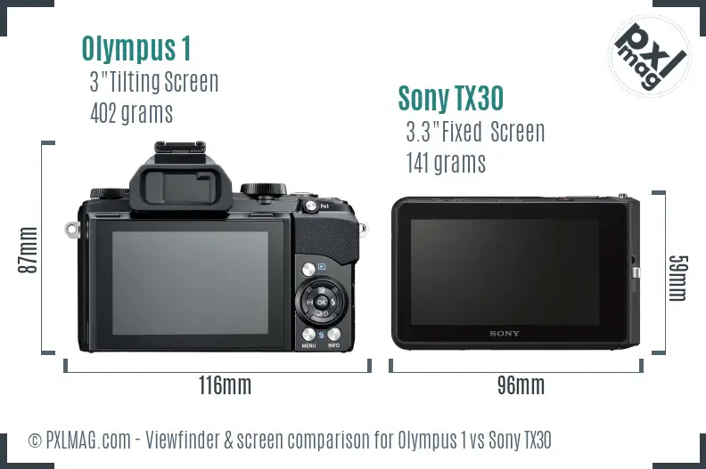 Olympus 1 vs Sony TX30 Screen and Viewfinder comparison Olympus 1 vs Sony TX30 Screen and Viewfinder comparison