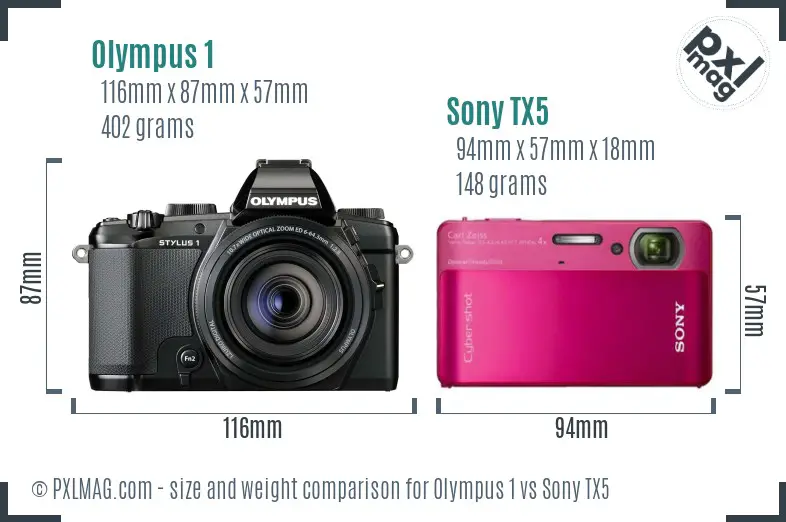 Olympus 1 vs Sony TX5 size comparison Olympus 1 vs Sony TX5 size comparison