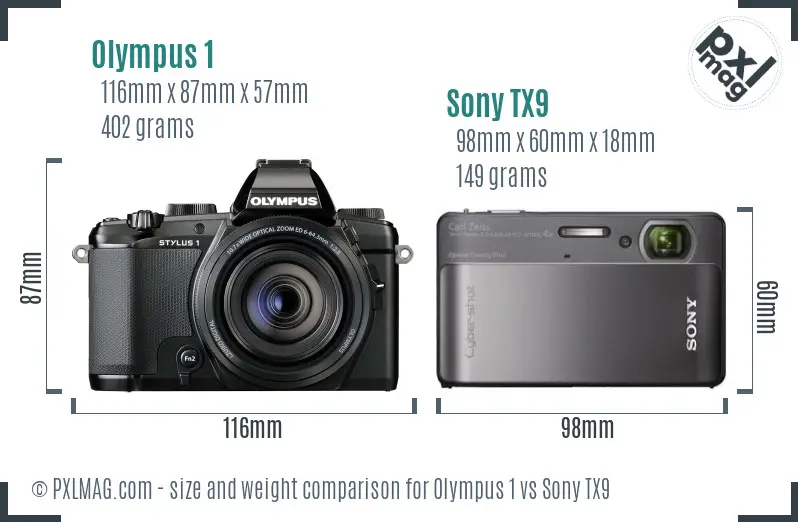 Olympus 1 vs Sony TX9 size comparison Olympus 1 vs Sony TX9 size comparison