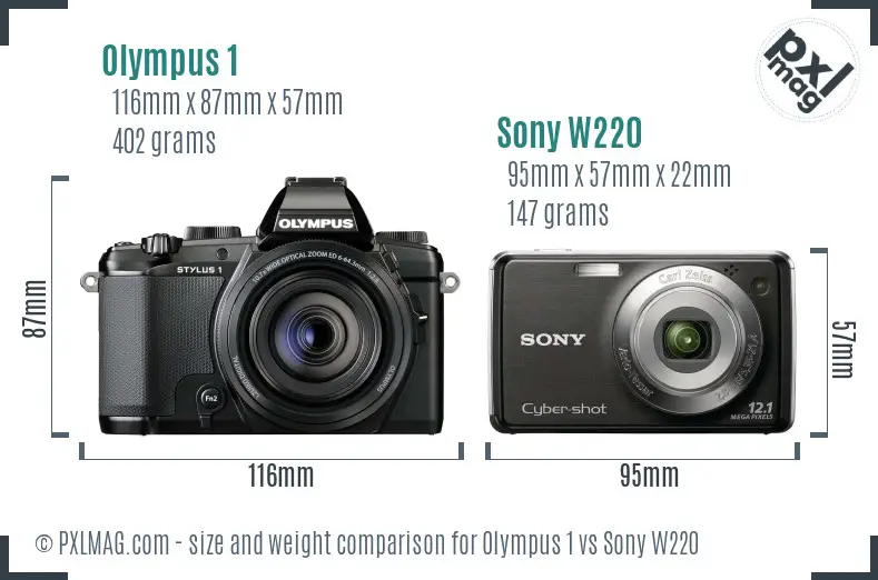 Olympus 1 vs Sony W220 size comparison