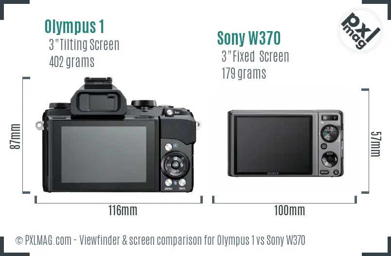 Olympus 1 vs Sony W370 Screen and Viewfinder comparison Olympus 1 vs Sony W370 Screen and Viewfinder comparison