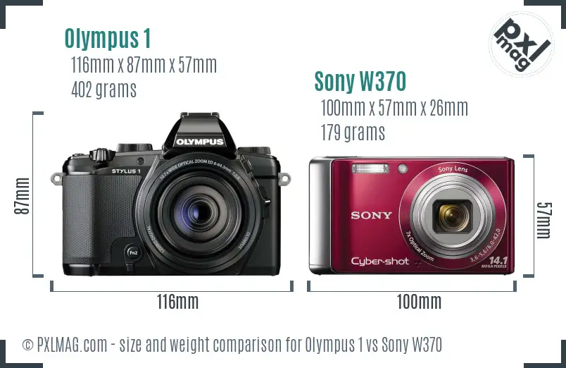 Olympus 1 vs Sony W370 size comparison Olympus 1 vs Sony W370 size comparison