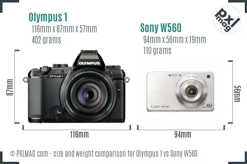 Olympus 1 vs Sony W560 size comparison