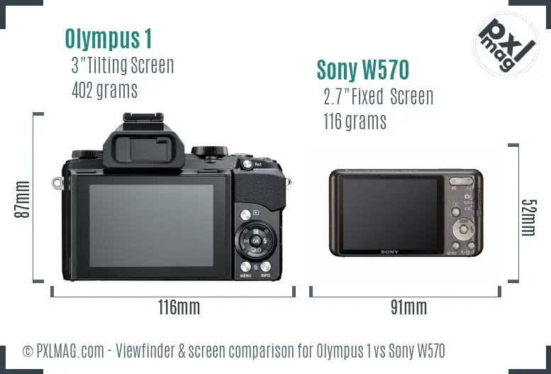 Olympus 1 vs Sony W570 Screen and Viewfinder comparison