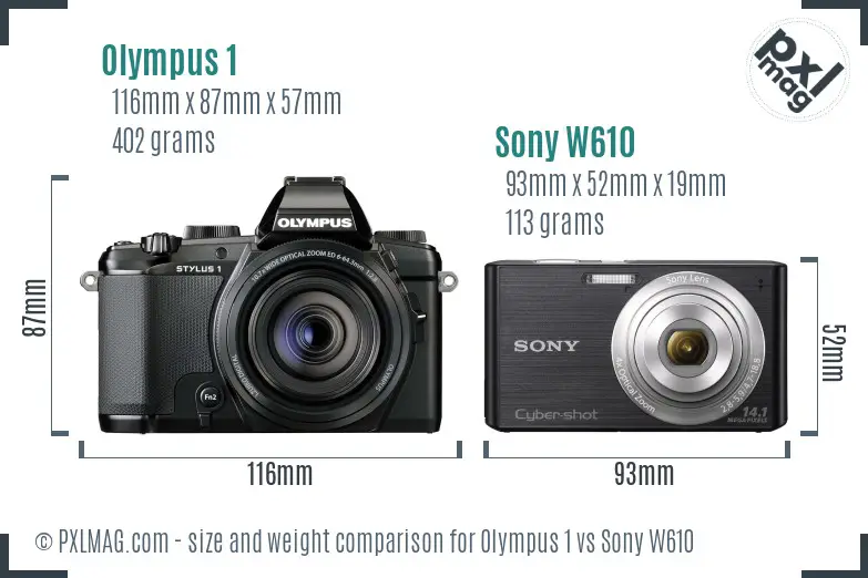 Olympus 1 vs Sony W610 size comparison
