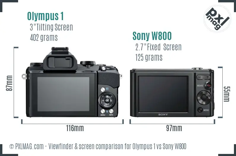 Olympus 1 vs Sony W800 Screen and Viewfinder comparison