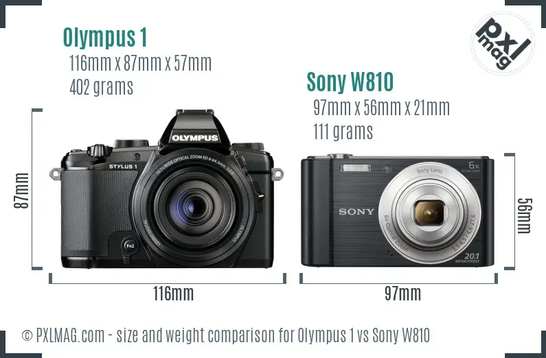 Olympus 1 vs Sony W810 size comparison