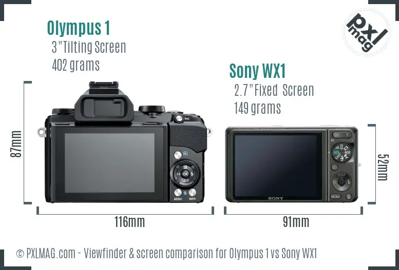 Olympus 1 vs Sony WX1 Screen and Viewfinder comparison