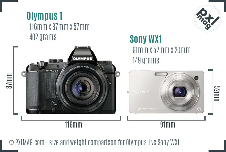 Olympus 1 vs Sony WX1 size comparison