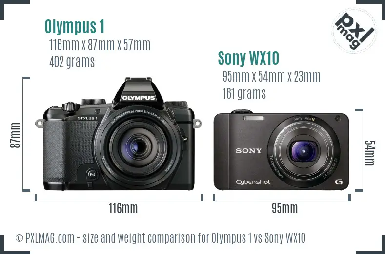 Olympus 1 vs Sony WX10 size comparison Olympus 1 vs Sony WX10 size comparison