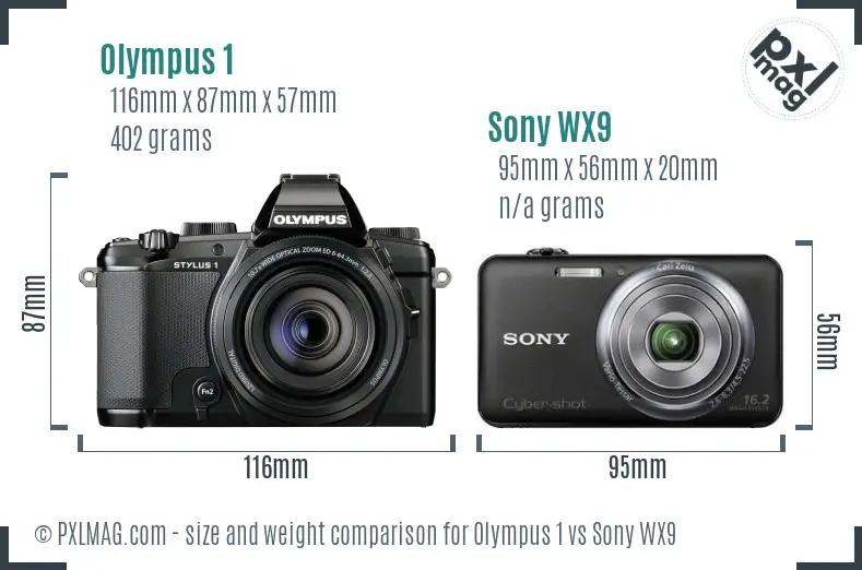 Olympus 1 vs Sony WX9 size comparison