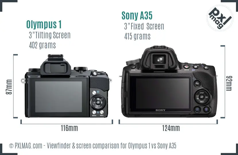 Olympus 1 vs Sony A35 Screen and Viewfinder comparison Olympus 1 vs Sony A35 Screen and Viewfinder comparison