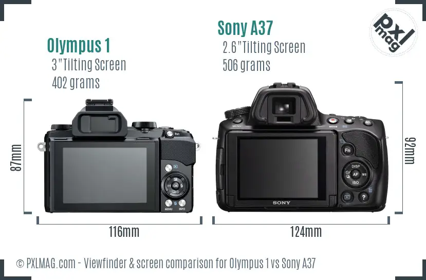 Olympus 1 vs Sony A37 Screen and Viewfinder comparison Olympus 1 vs Sony A37 Screen and Viewfinder comparison