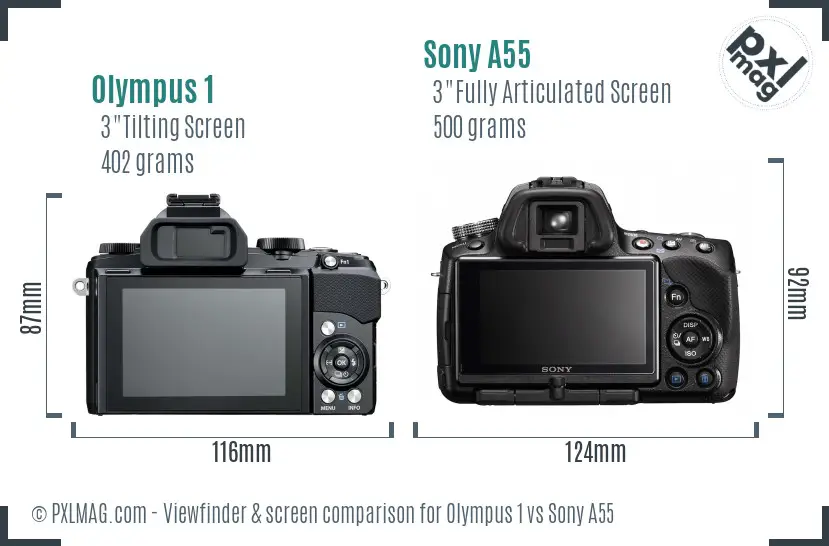 Olympus 1 vs Sony A55 Screen and Viewfinder comparison Olympus 1 vs Sony A55 Screen and Viewfinder comparison