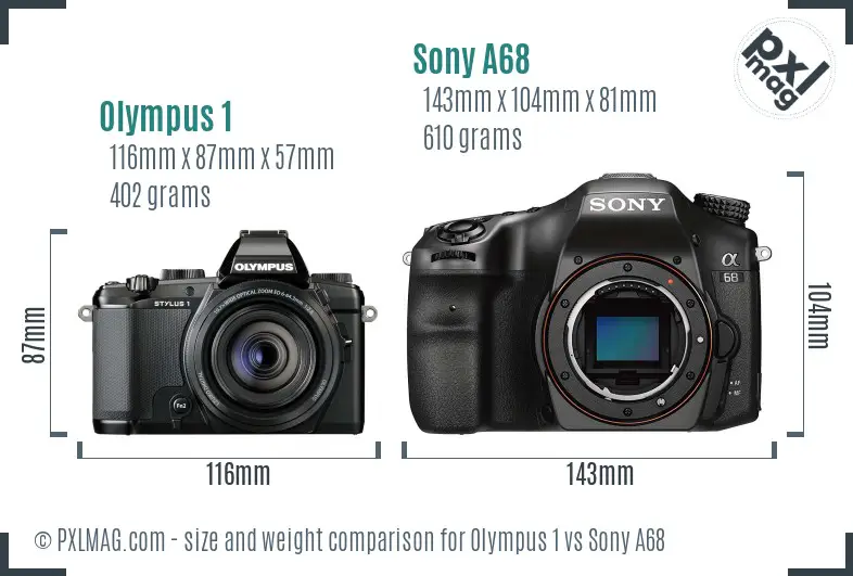 Olympus 1 vs Sony A68 size comparison Olympus 1 vs Sony A68 size comparison